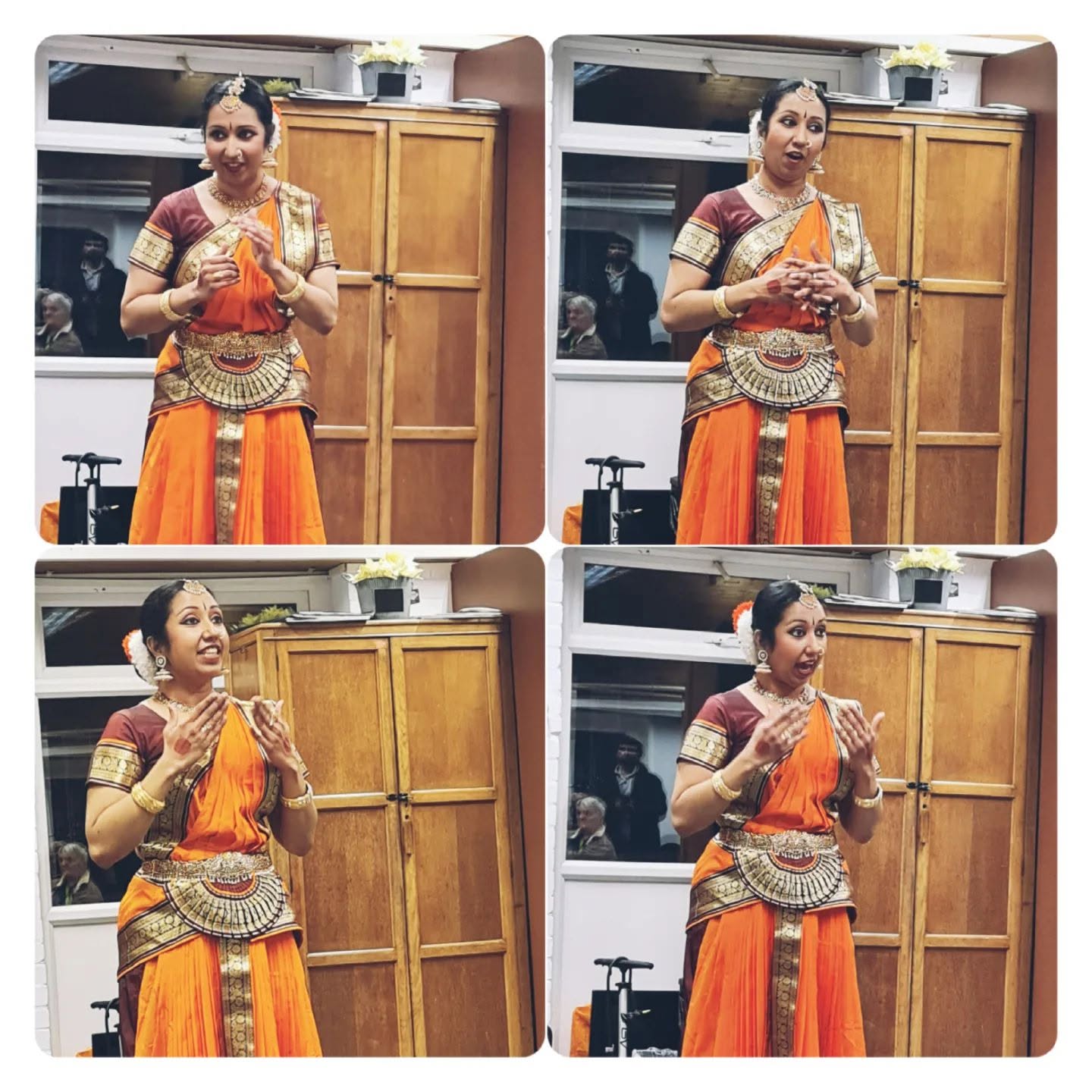 Bharatanatyam dancers performing on stage at Natyanjali School of Dance