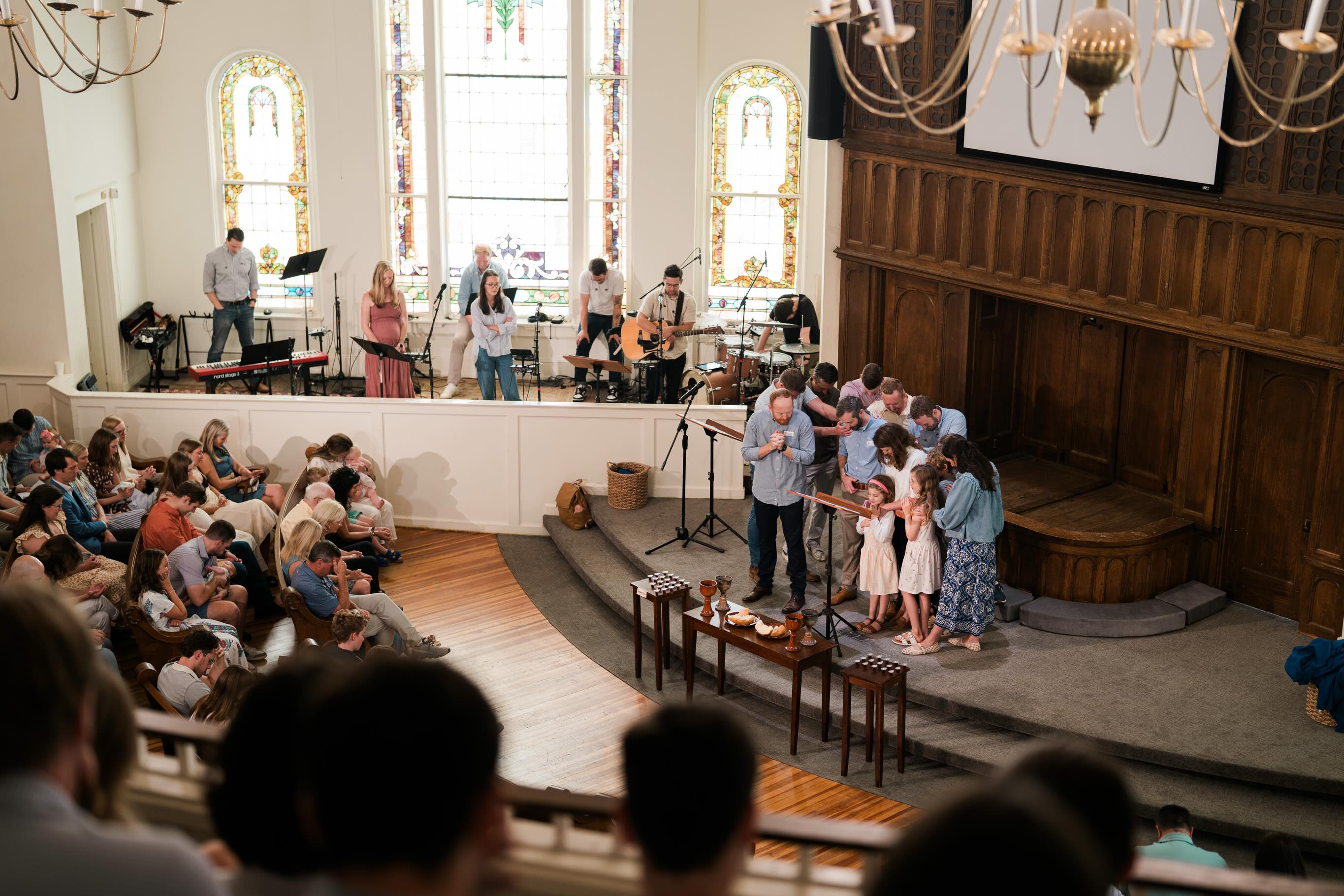 Congregation at Sunday worship service