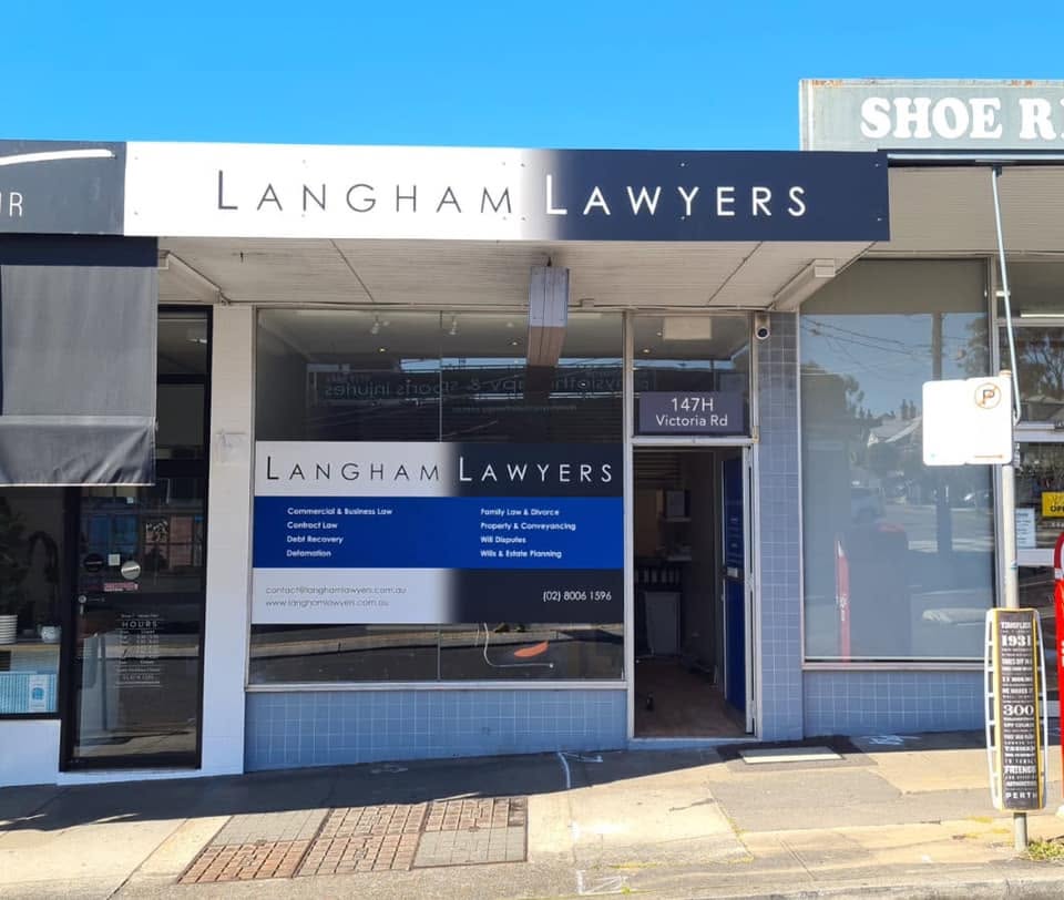 Langham Lawyers shopfront at 147H Victoria Road, Drummoyne