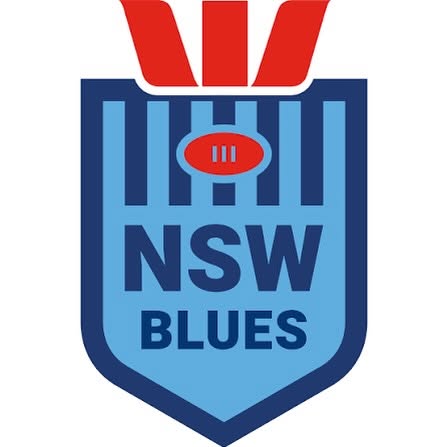 NSW Blues shield emblem in sky blue and navy