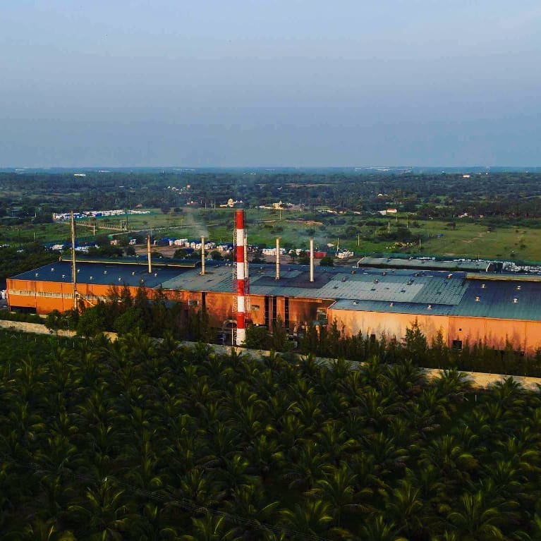 Aerial view of Charcoal Solutions industrial manufacturing facility
