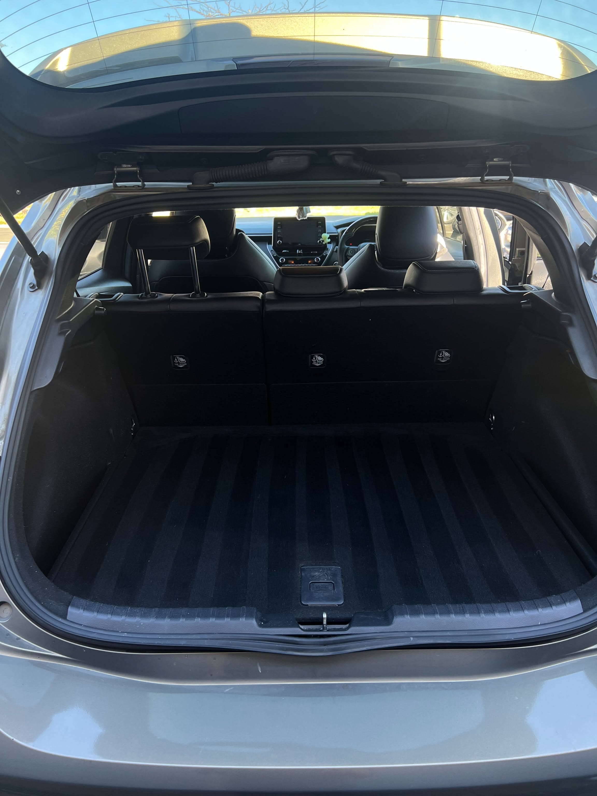 Clean vacuumed boot and cargo area with folded rear seats