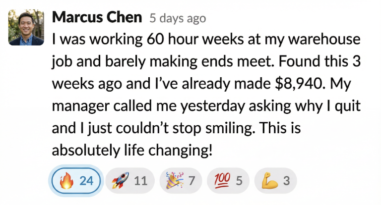 Marcus Chen: went from 60-hour warehouse weeks to making $8,940 in 3 weeks