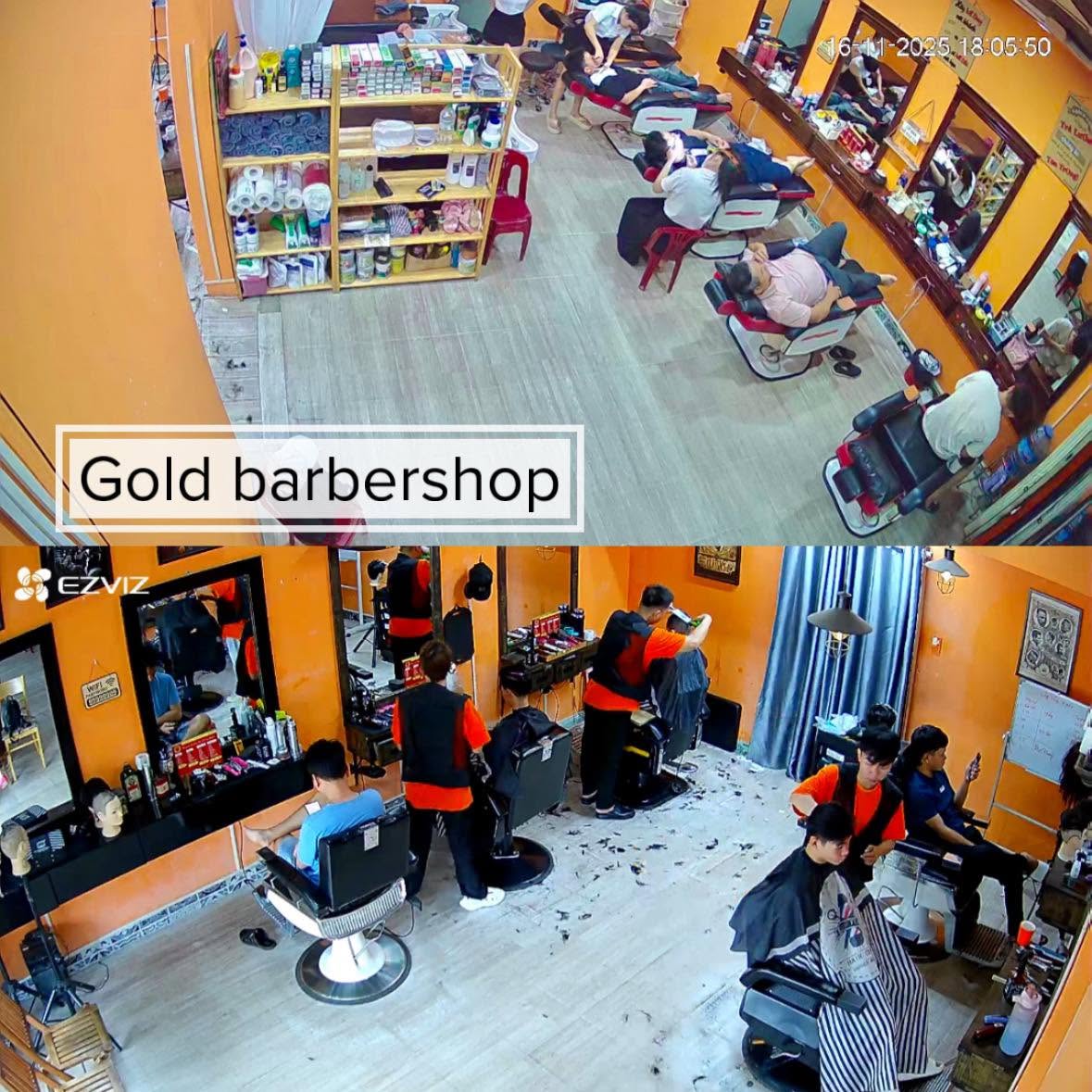 G Gold Barbershop — busy shop floor with clients being served