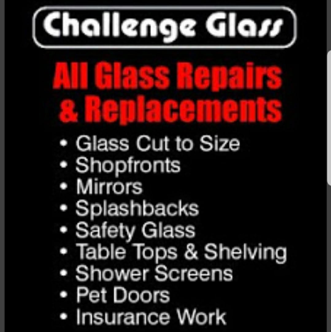 Challenge Glass business card listing all services