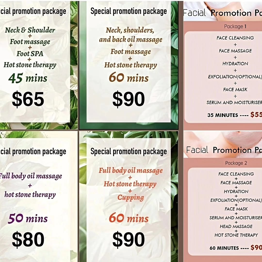 Promotion package featuring full body oil massage with hot stone therapy and cupping