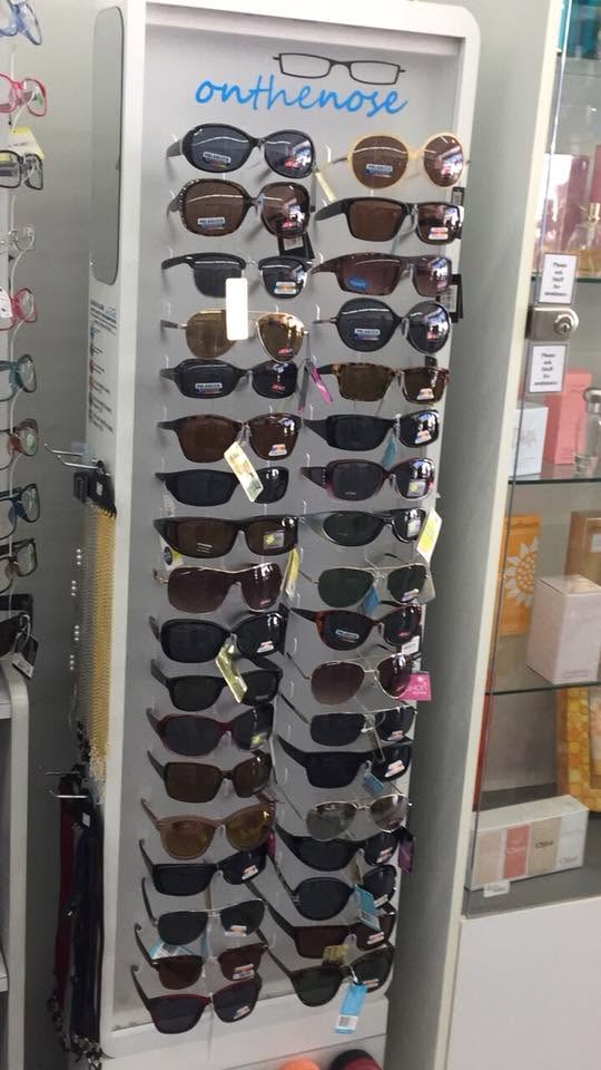 Sunglasses and giftware display inside Meeniyan Pharmacy