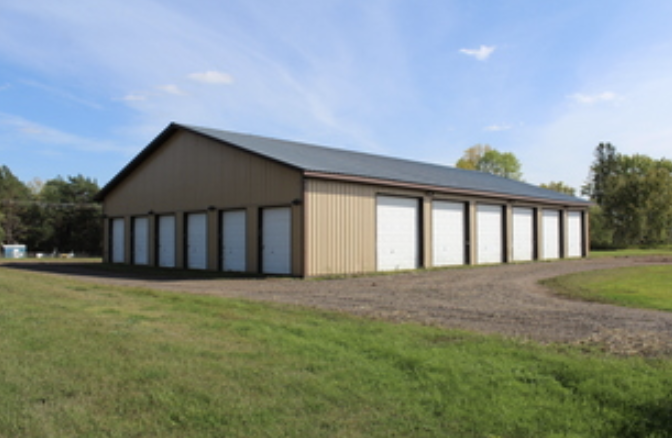 Autumn corner view of Splitrock Storage facility with gravel lot