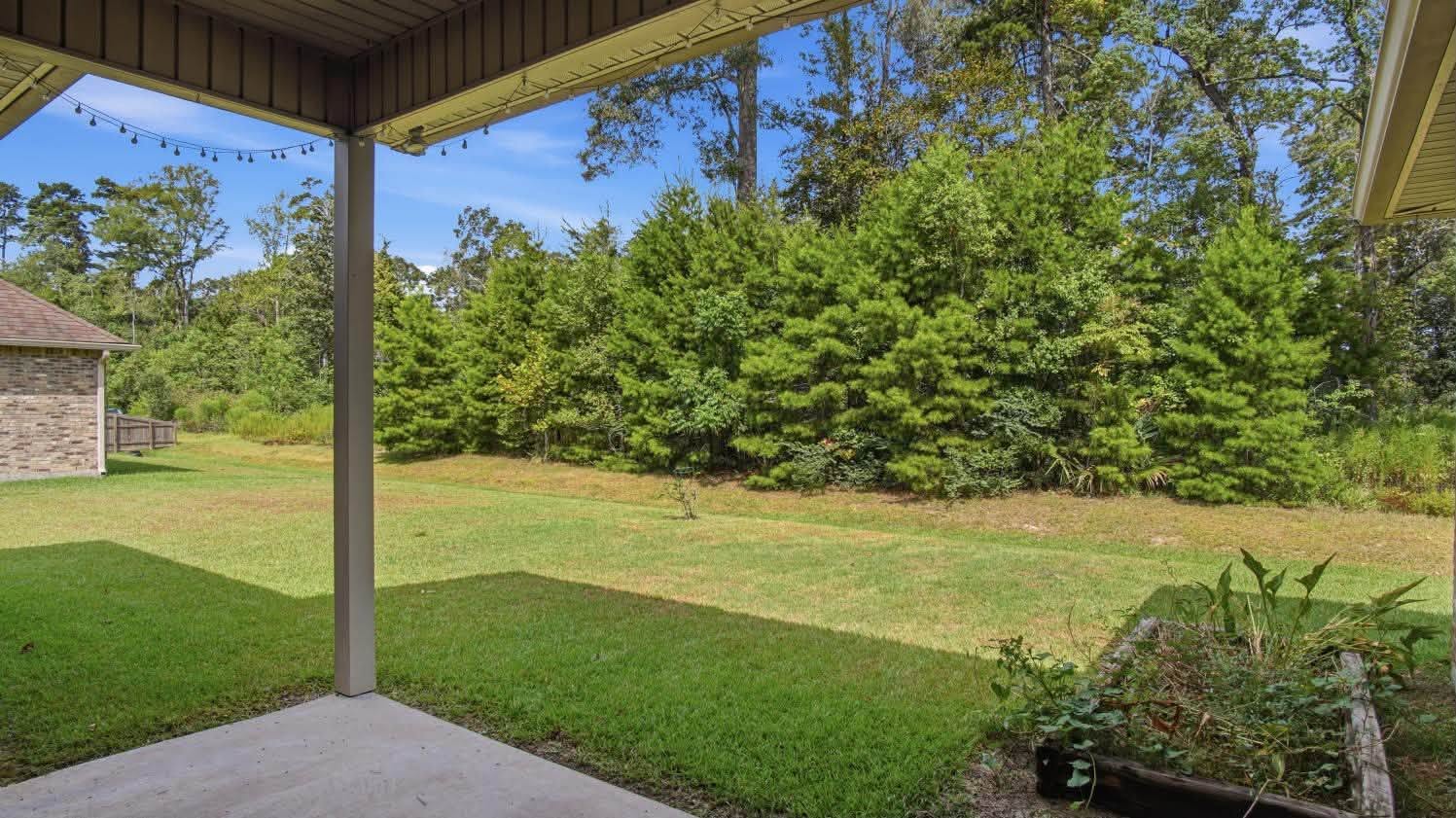A covered backyard patio overlooking a lawn and treeline, typical of homes in the inner south-east suburbs