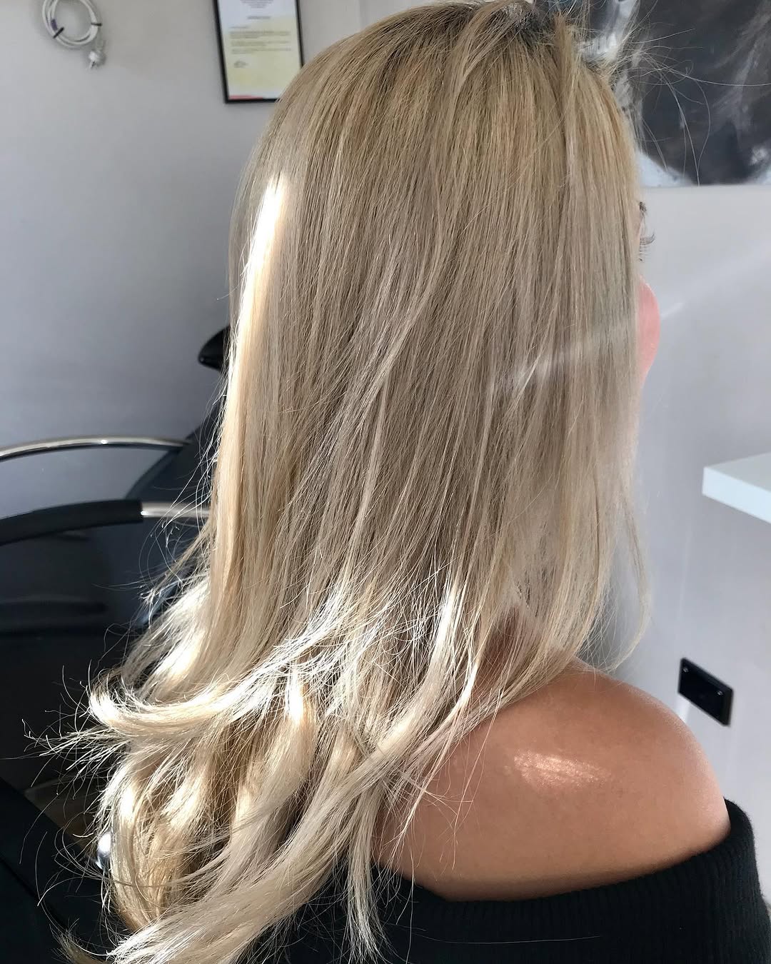 Blonde balayage highlights — colour result at NAIDAS HAIRSALON Deer Park