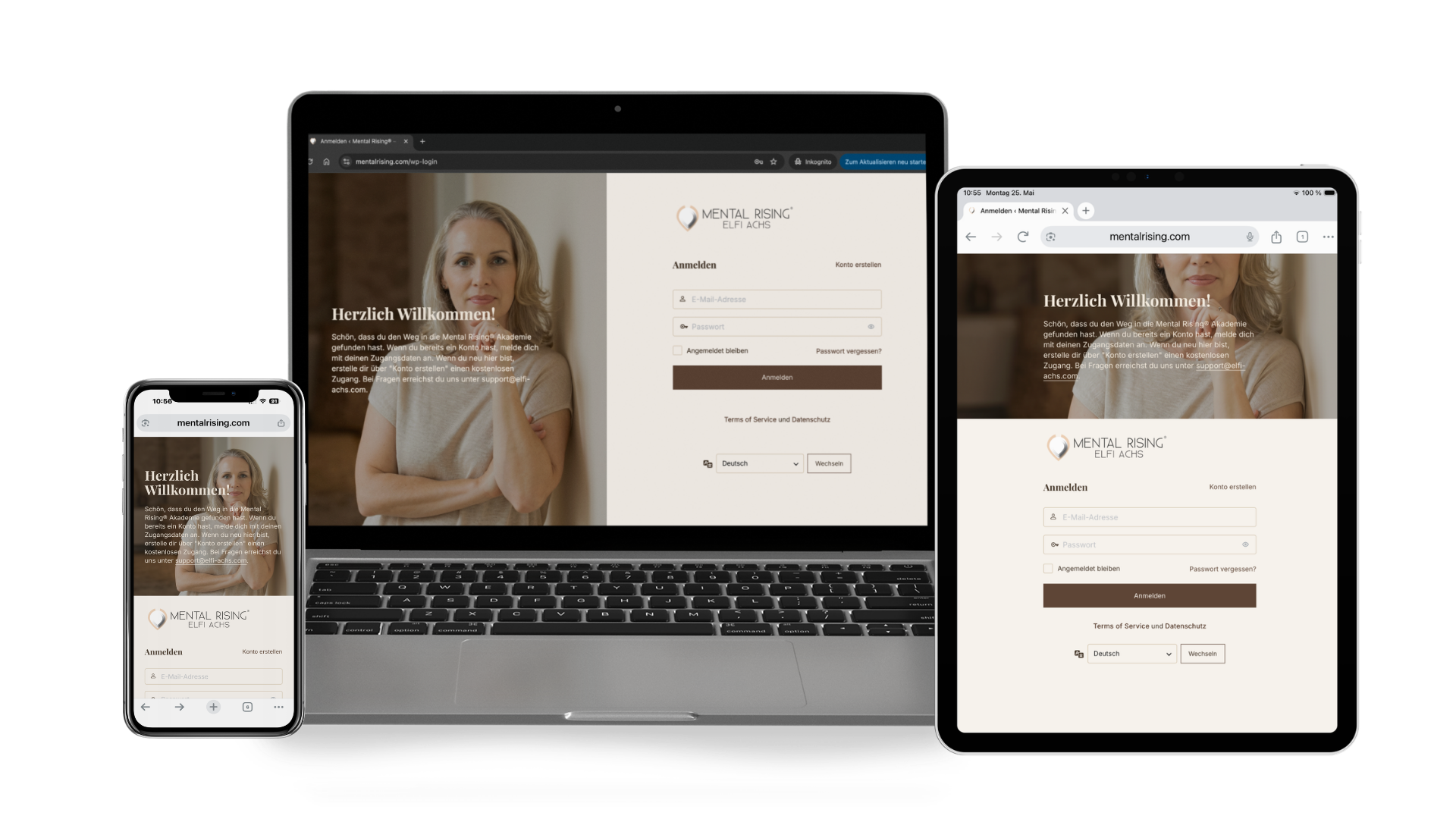 Die Mental Rising® Akademie auf iPhone, MacBook und iPad