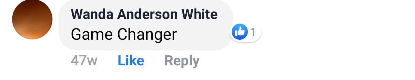 Wanda Anderson White Facebook comment: Game Changer.