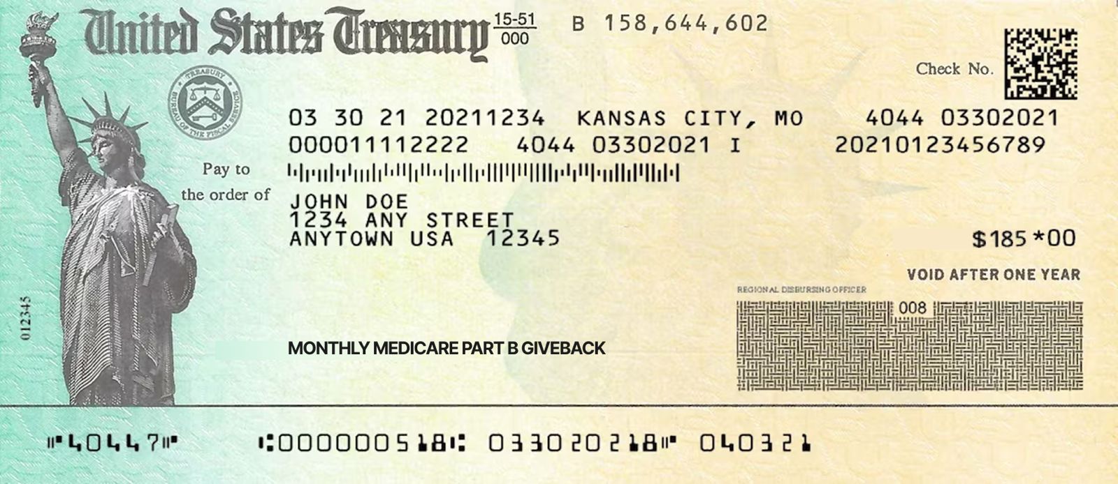 United States Treasury Social Security Check