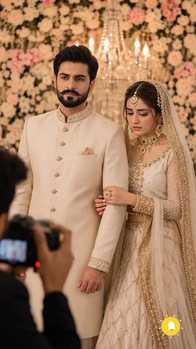Wedding couple in traditional attire photographed by Studio Ishq Photography