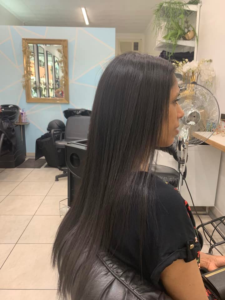 After: beautifully straightened long hair after keratin treatment at Jenny Bates Hair Studio, Peakhurst