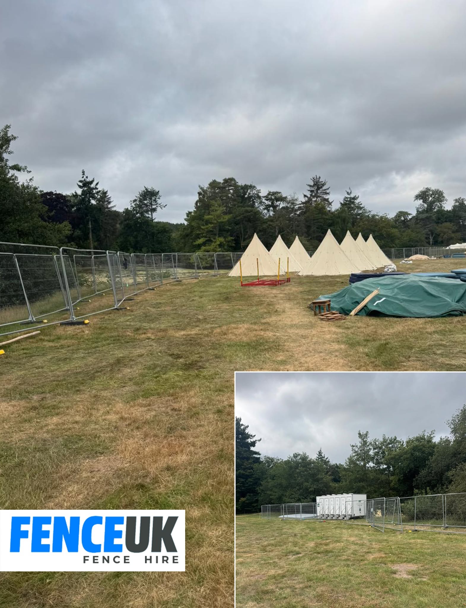 Temporary fencing installed at an outdoor site