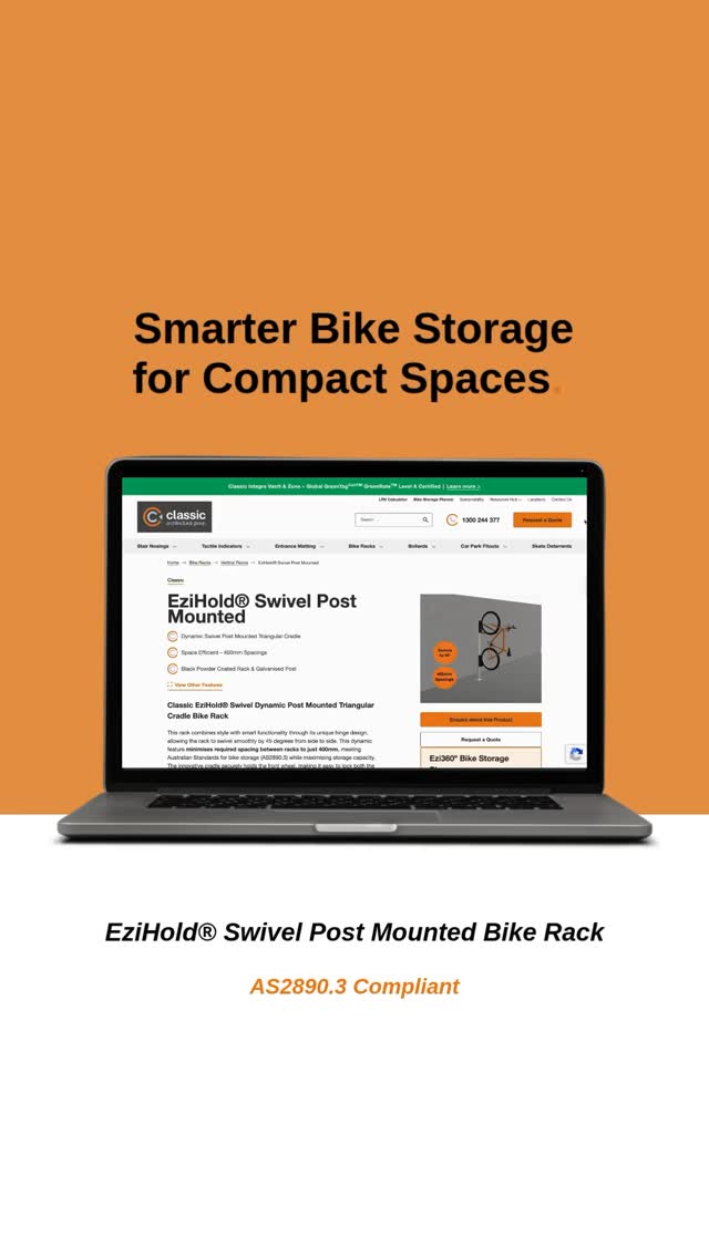 EziHold Swivel Post Mounted bike rack product — AS2890.3 compliant bike storage by Classic Architectural Group