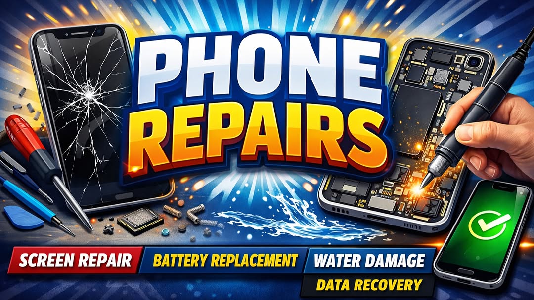 Cracked smartphone screen before repair — Nirvana Repairs