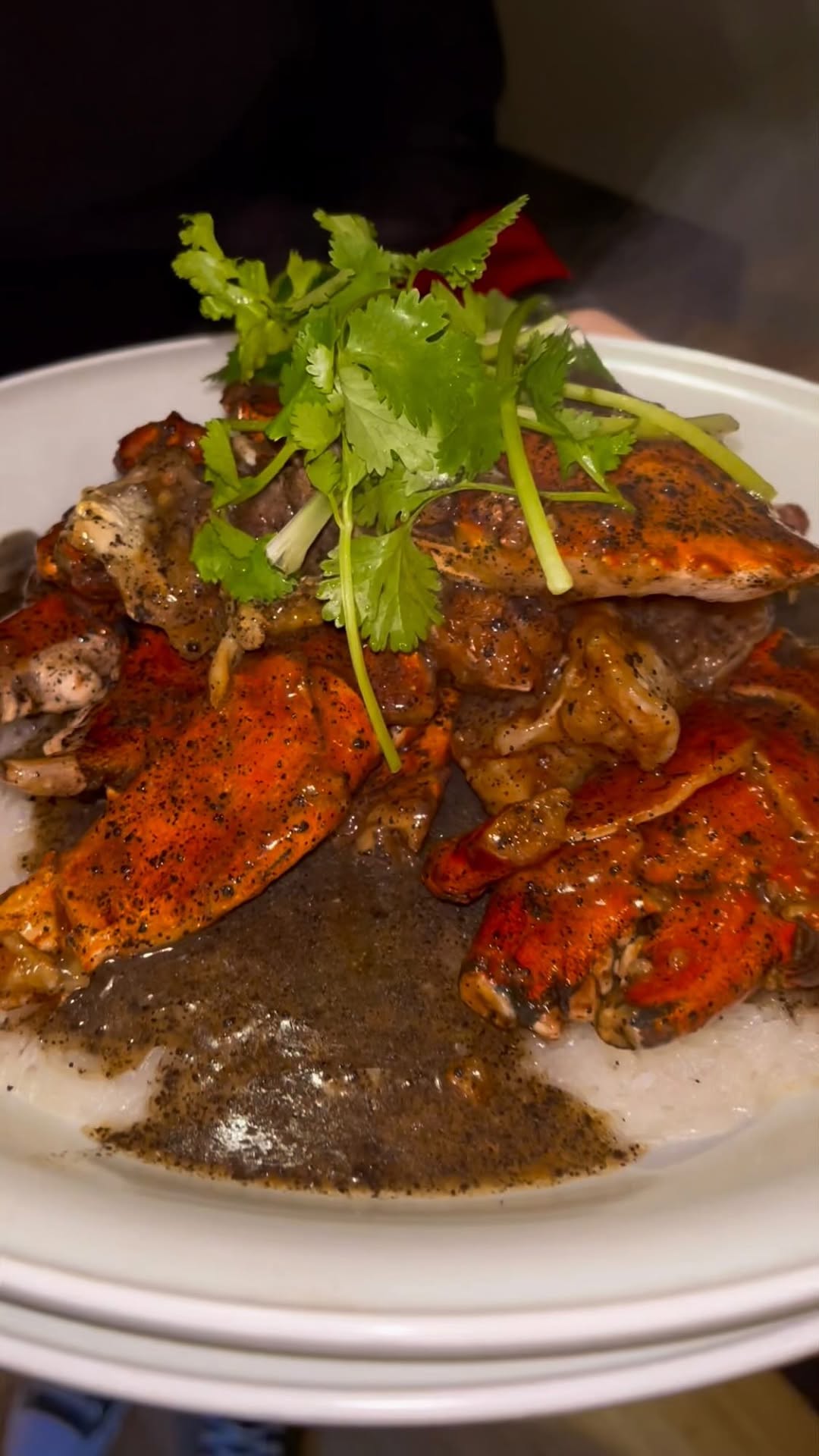 Signature black pepper crab dish at Chef Chen Hawthorn