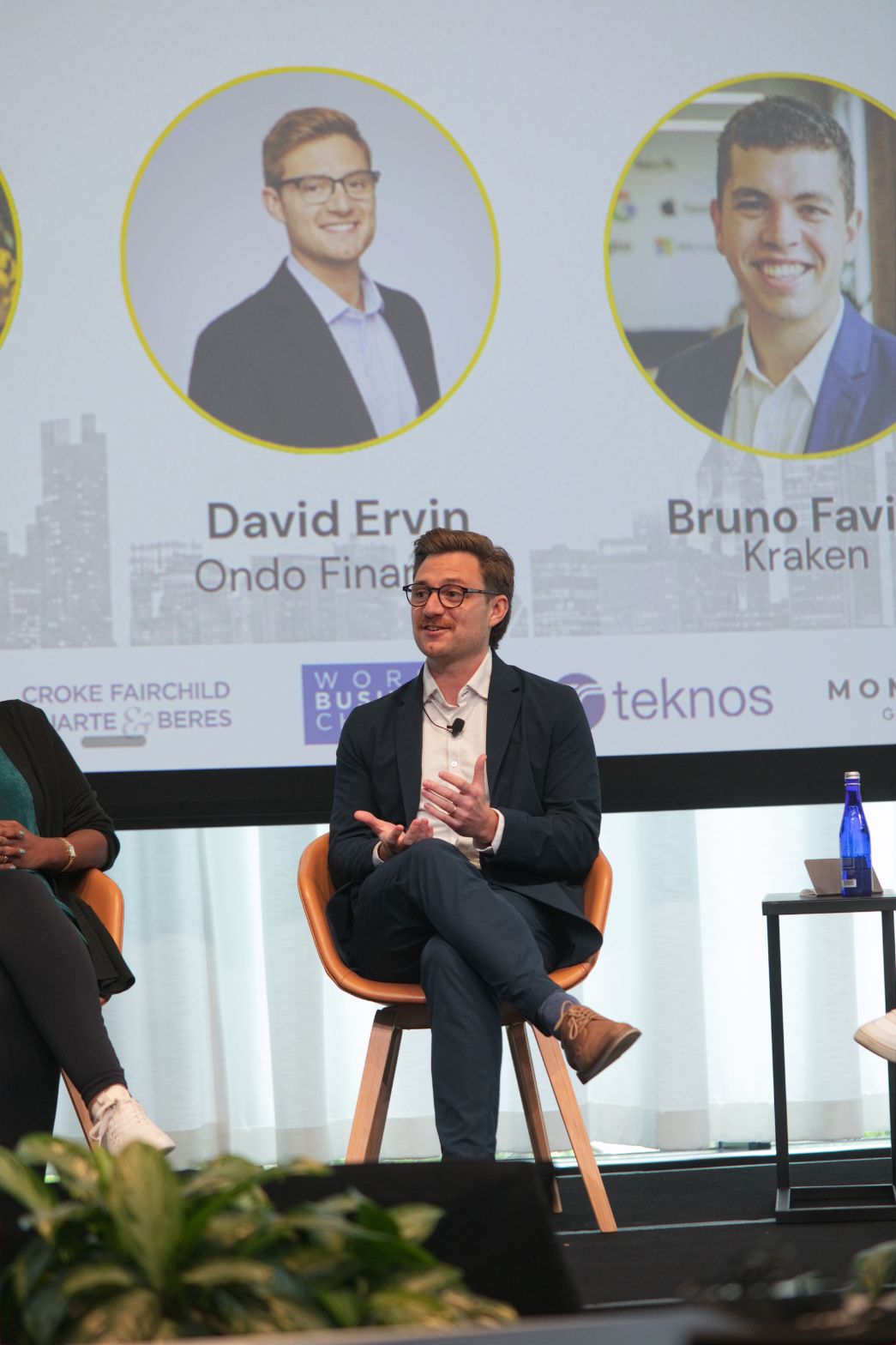 David Ervin of Ondo speaking on stage during the State of M&A panel at Web3 Investor Day 2026