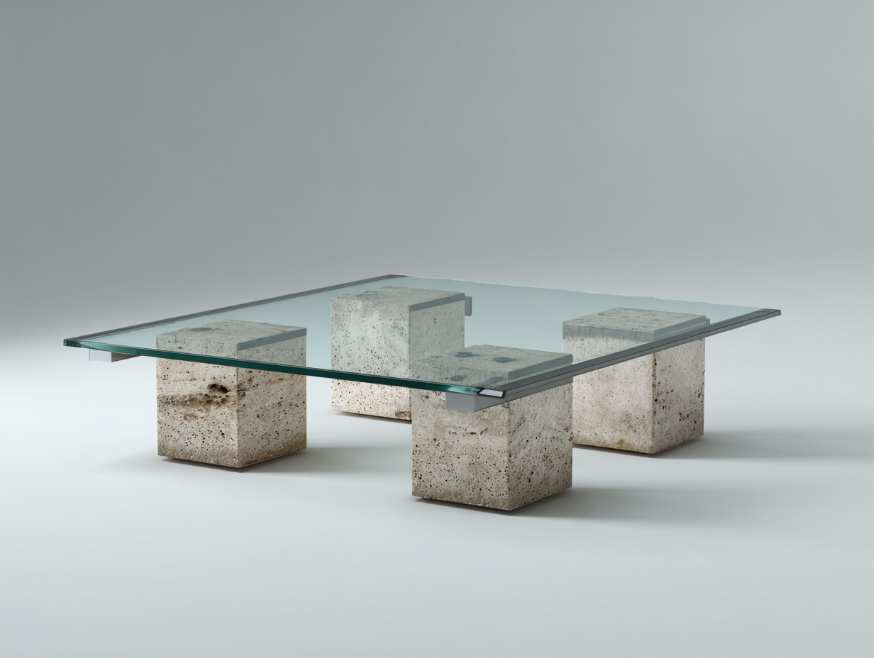 Silver Travertine Coffee Table