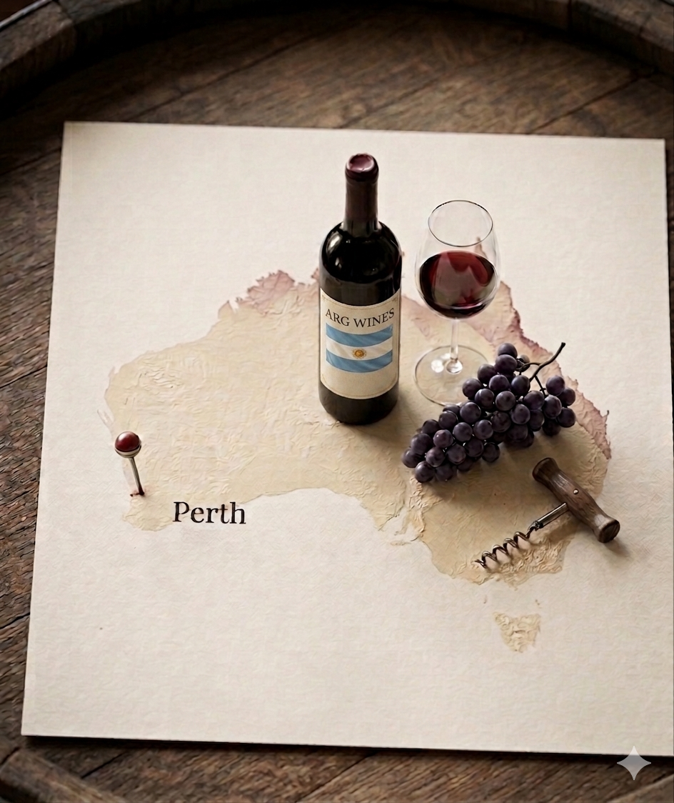 Map of Australian wine distribution coverage from Perth