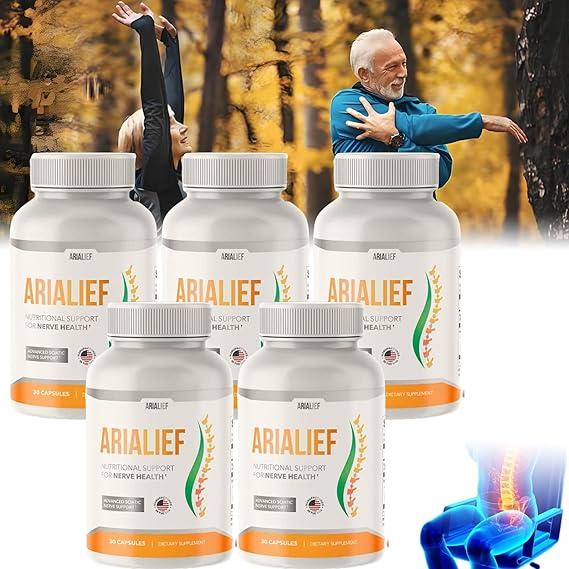 Arialief bottles with active adults enjoying movement