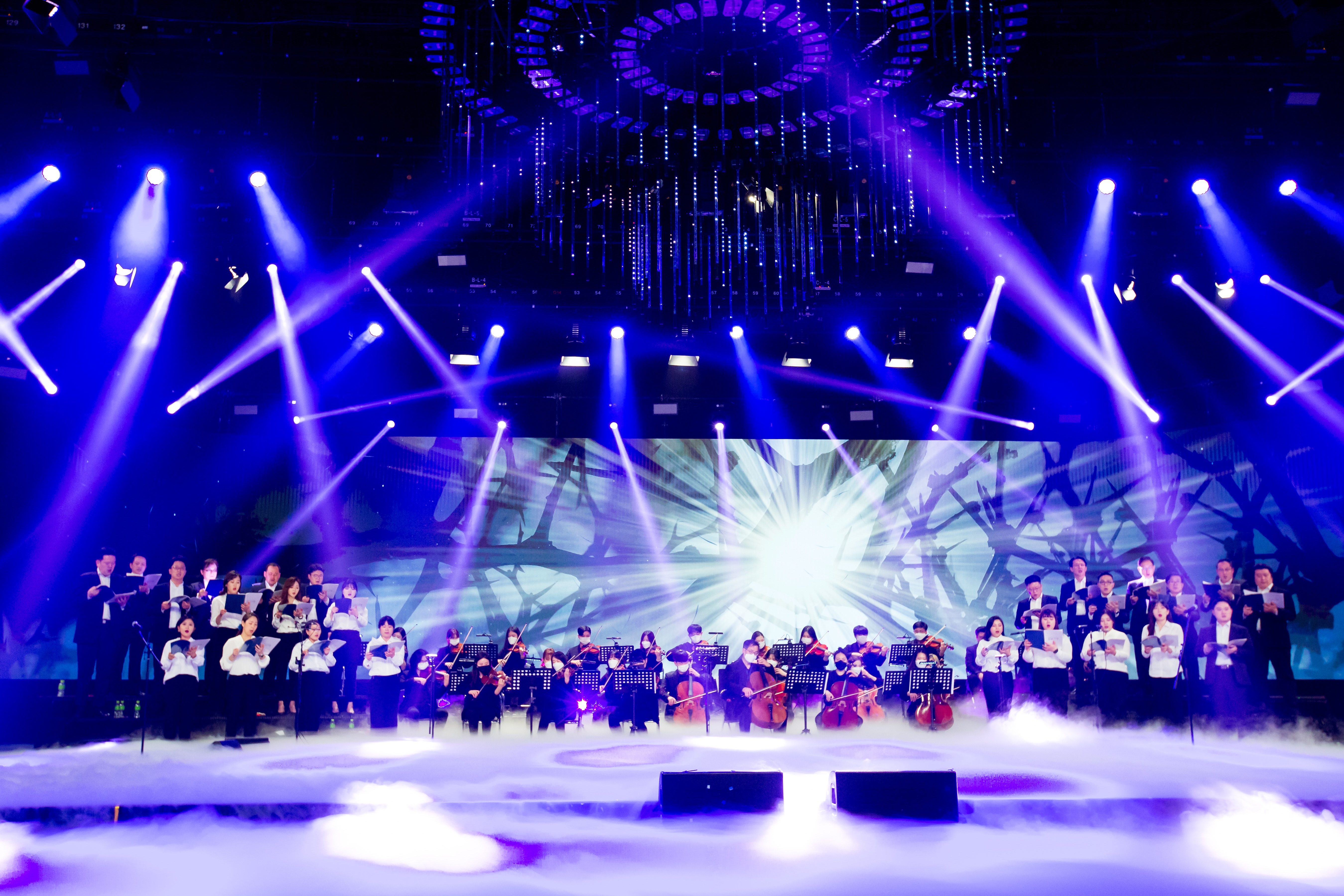 Artist Gathering Concert Stage with Orchestra and Choir