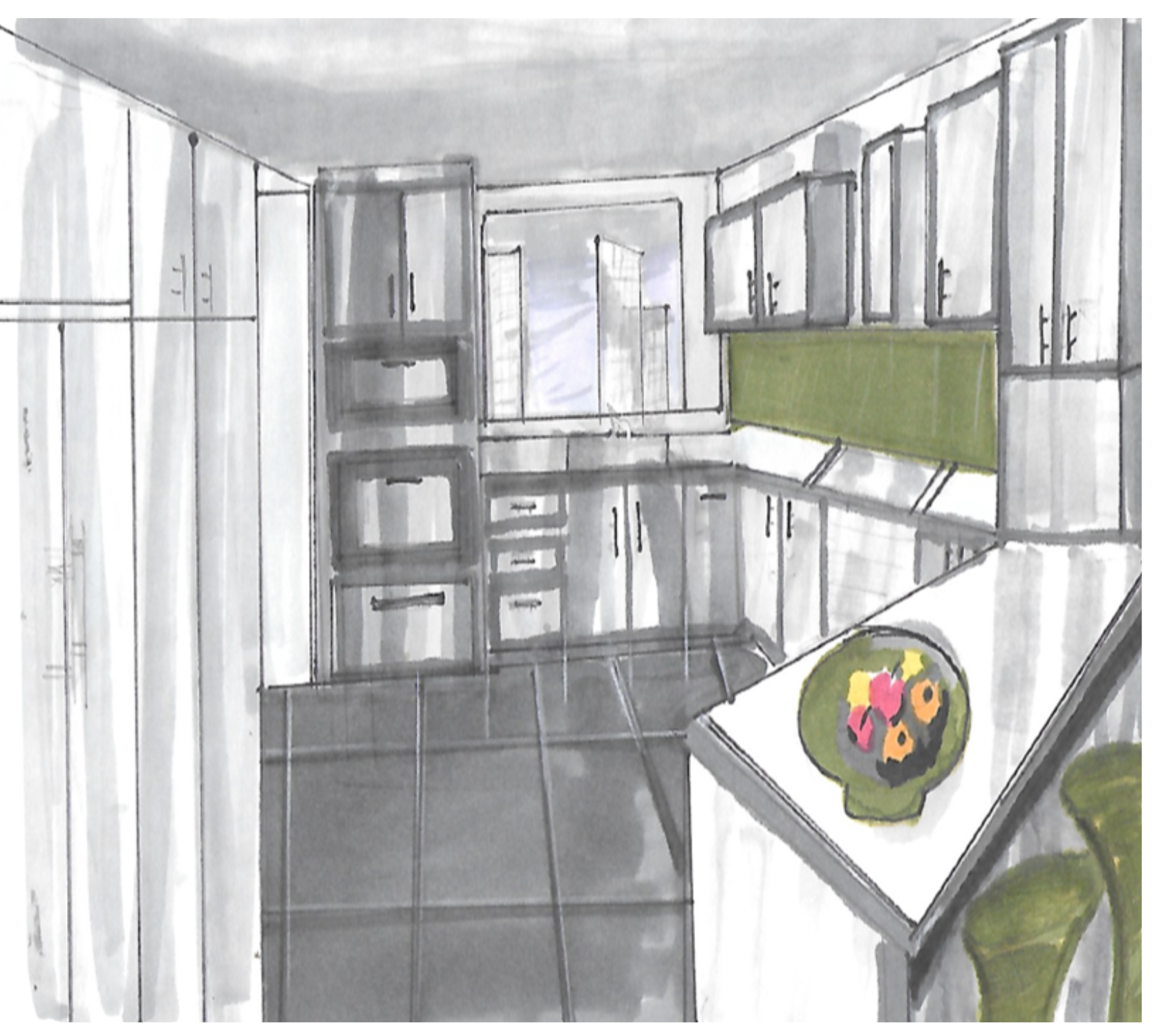 (03) Kitchen design with marker color accents