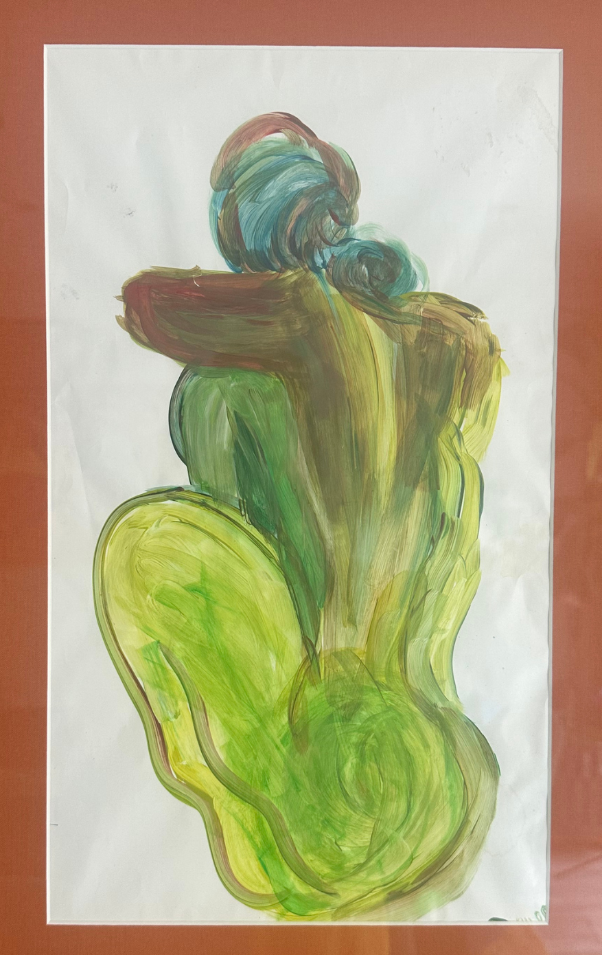 (04) Cubist-influenced portrait in soft greens, teals, and terracotta with expressive form