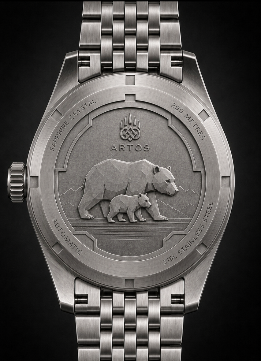 ARTOS Kodiak caseback - engraved bear and cub