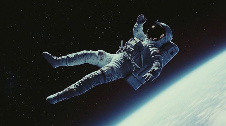Astronaut Free-Float — Continuous Free-Fall Orbit Visualization