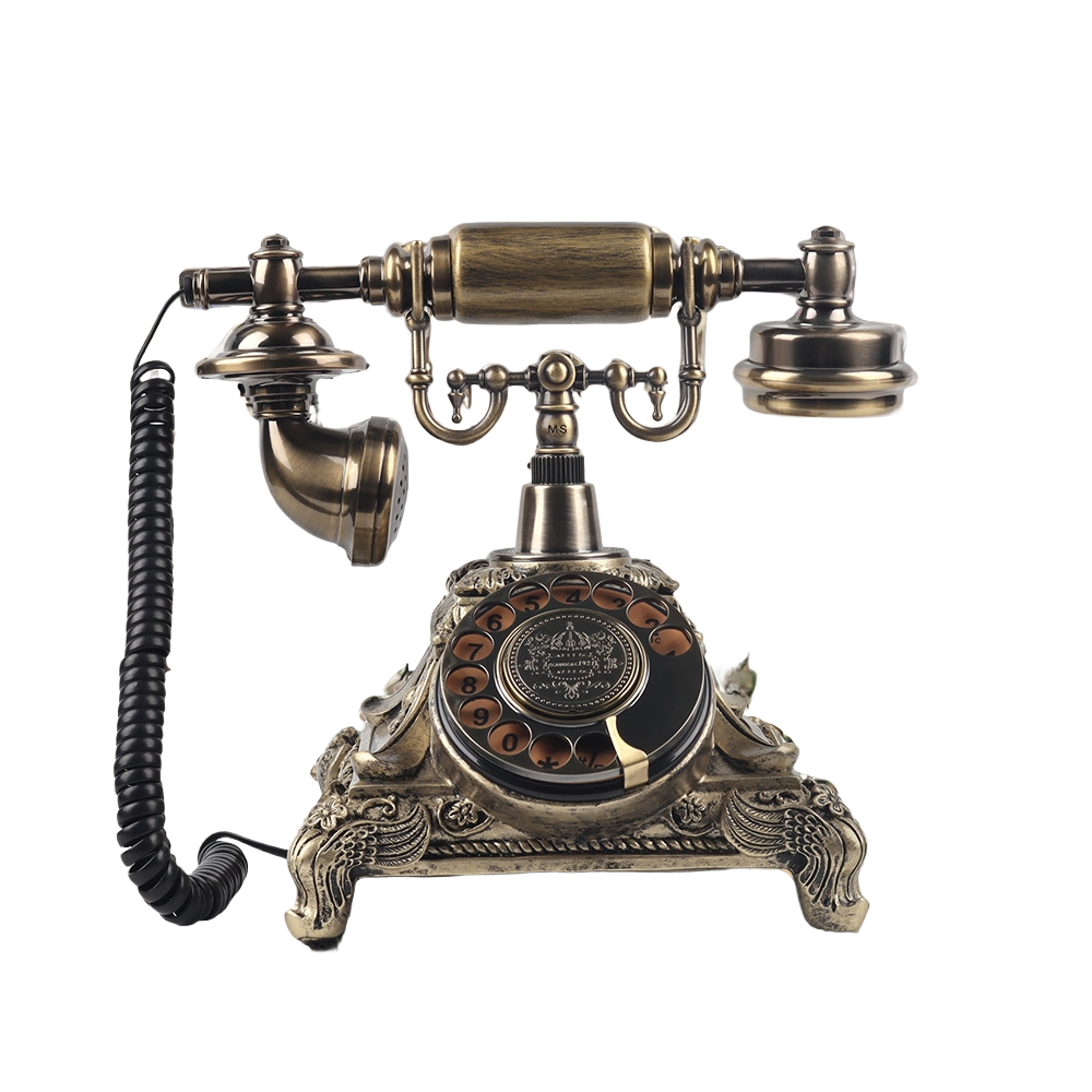 Antique brass rotary telephone for audio guest book recording