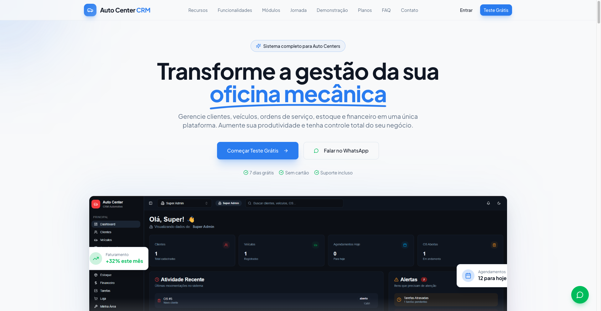 Capa do projeto AutoCenter CRM