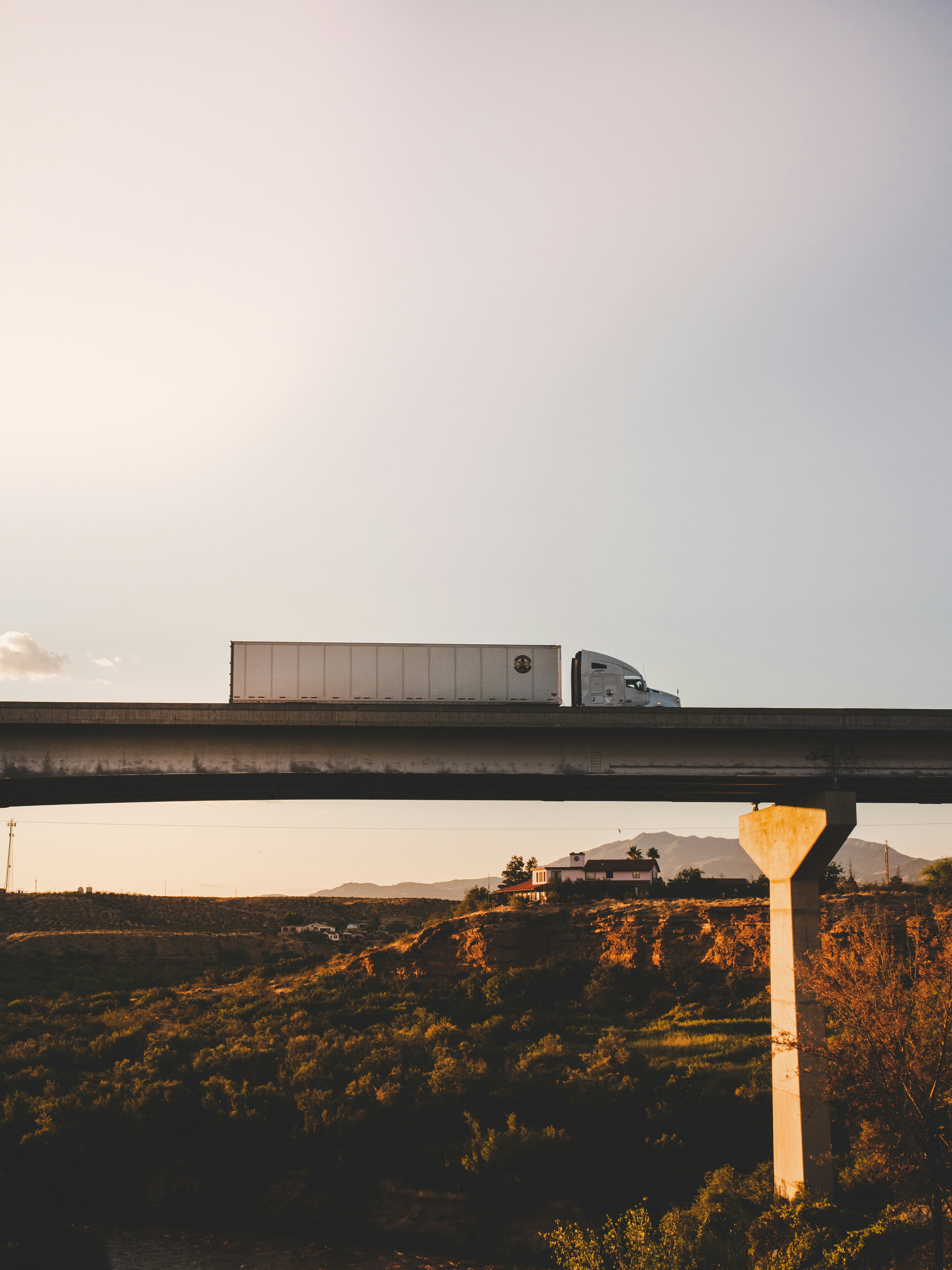 Truck on bridge