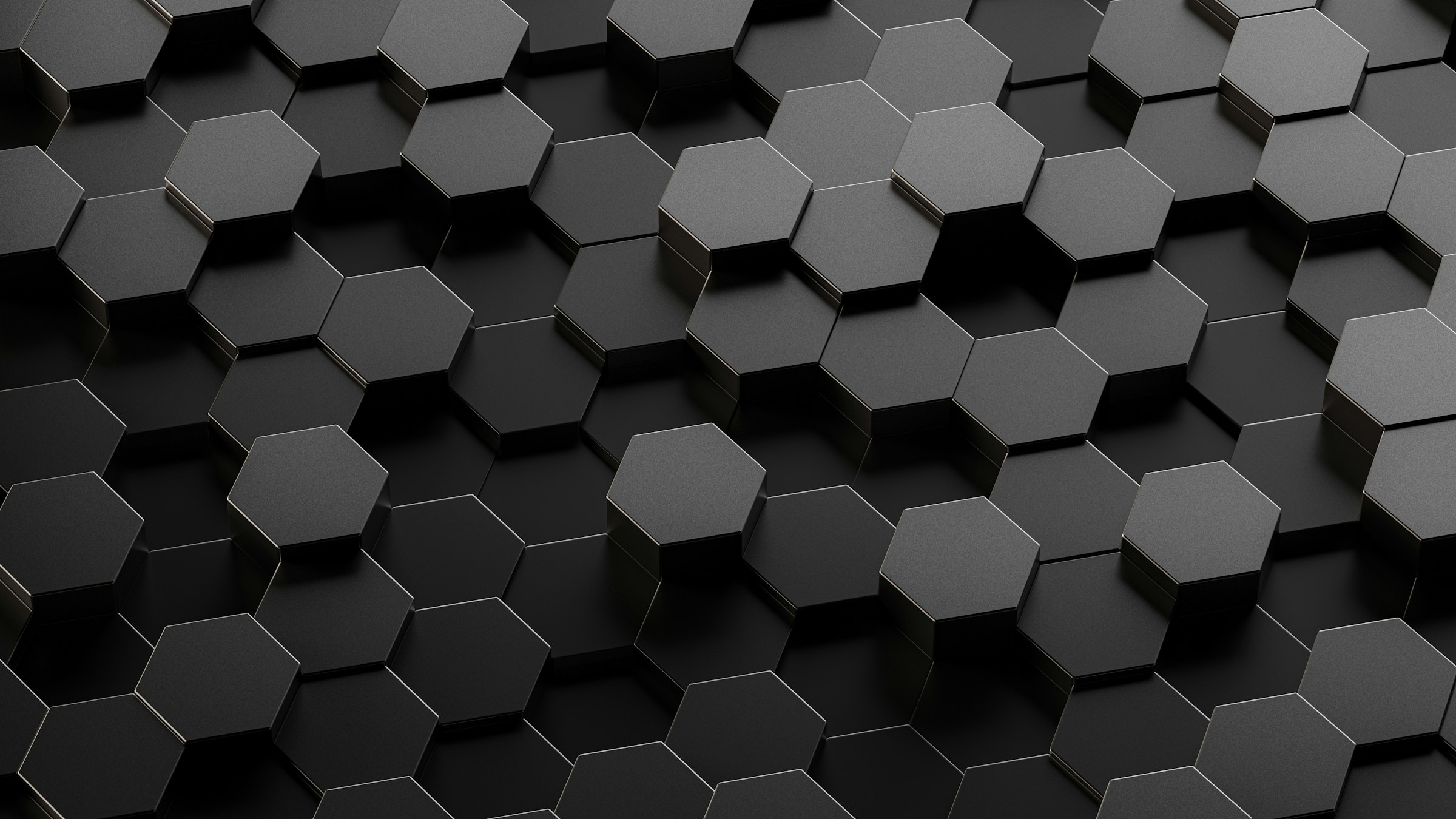 Dark gray 3D hexagonal honeycomb pattern with depth