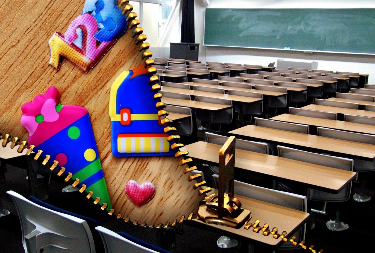 Modern classroom setup with creative decorations