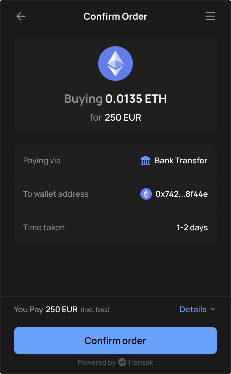 03 - Bank transfer option