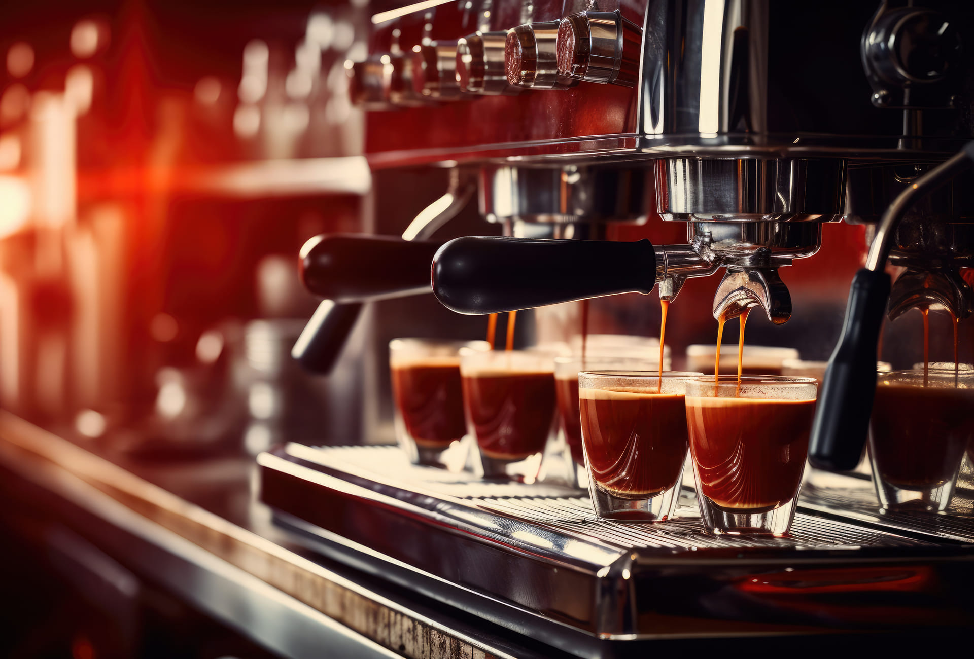 Café espresso preparándose