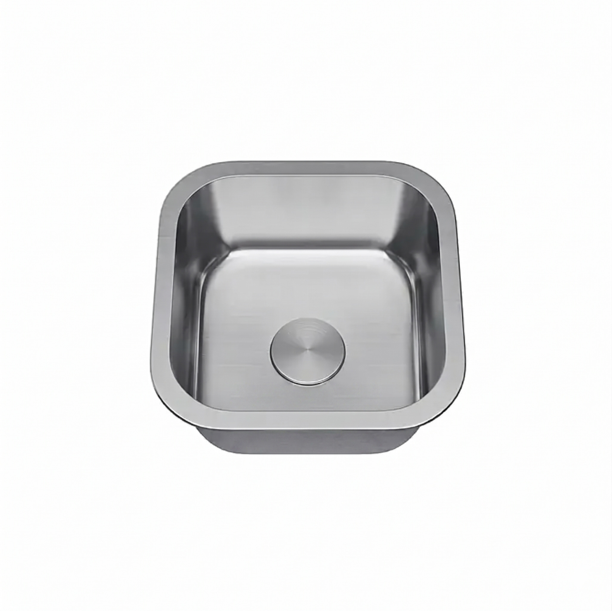 Square stainless steel undermount bar sink with center drain
