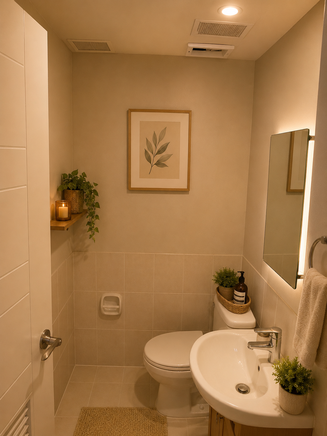 Bathroom with vanity and decorative elements