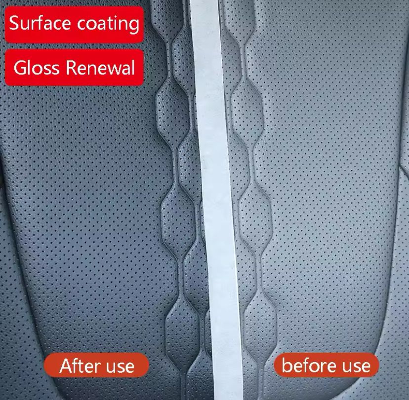 Leather surface before and after crystal coating