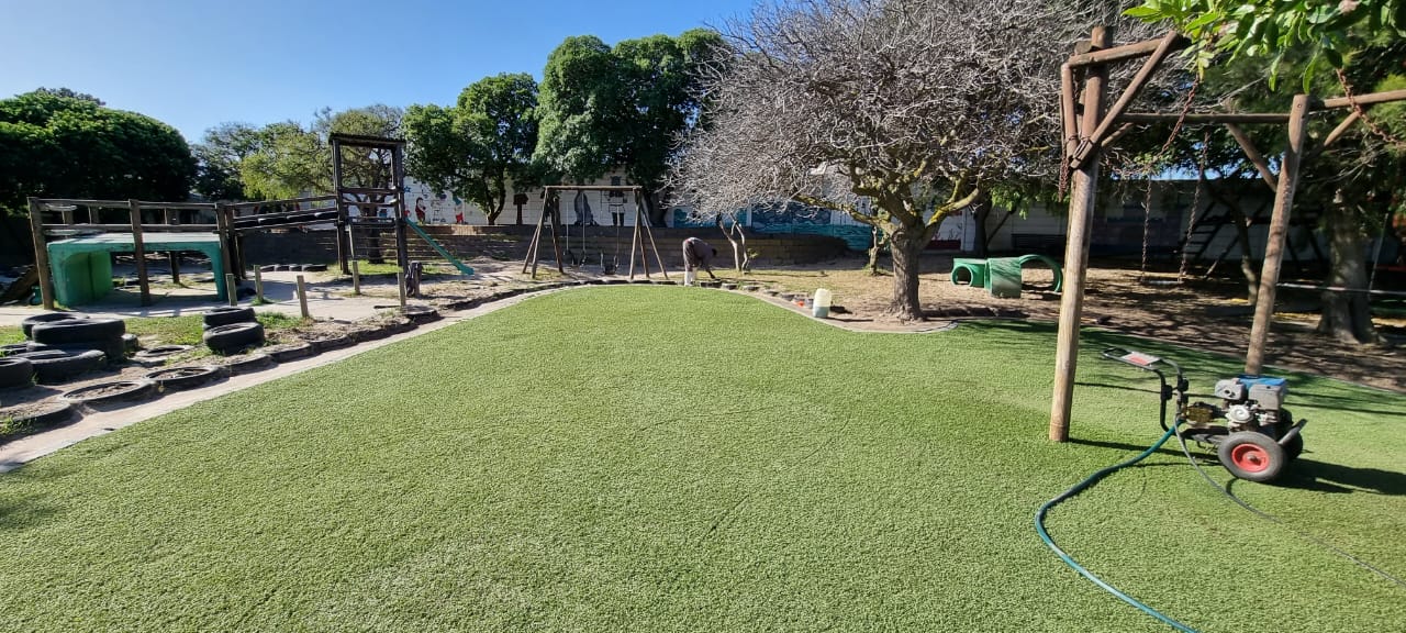 Clean restored school turf after cleaning