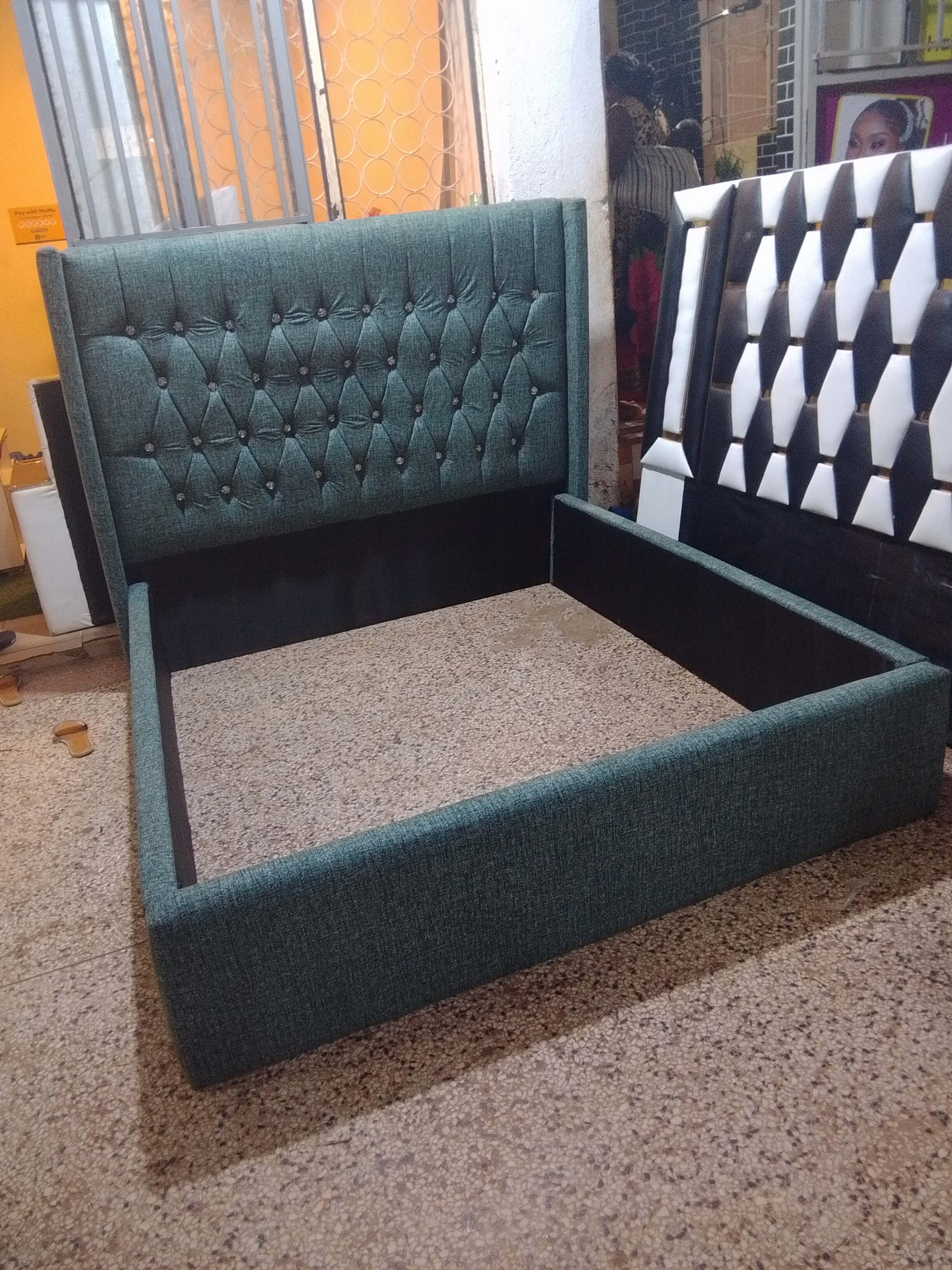 Teal Tufted Upholstered Bed 6x6