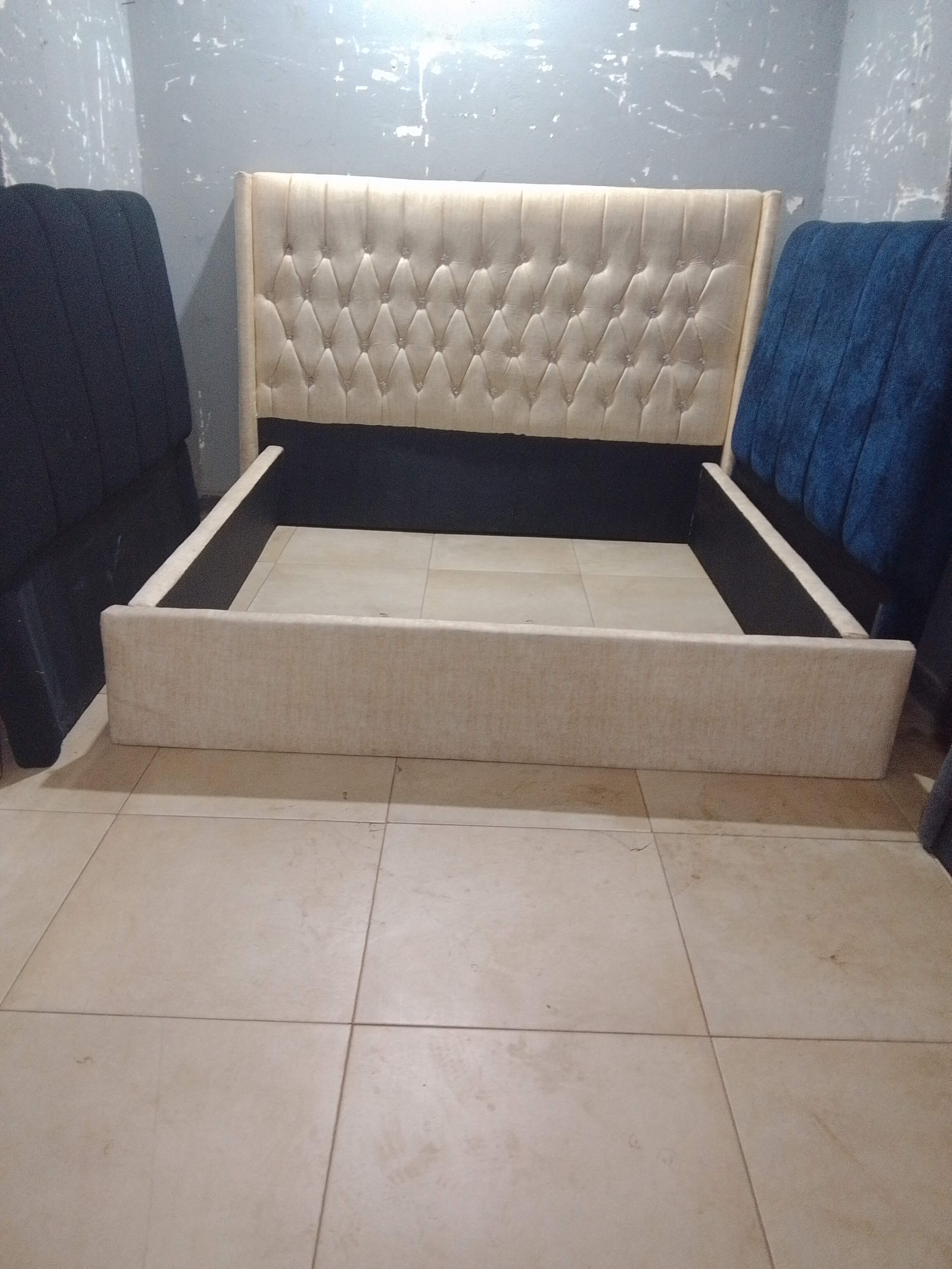 Cream Luxury Tufted Bed 5x6