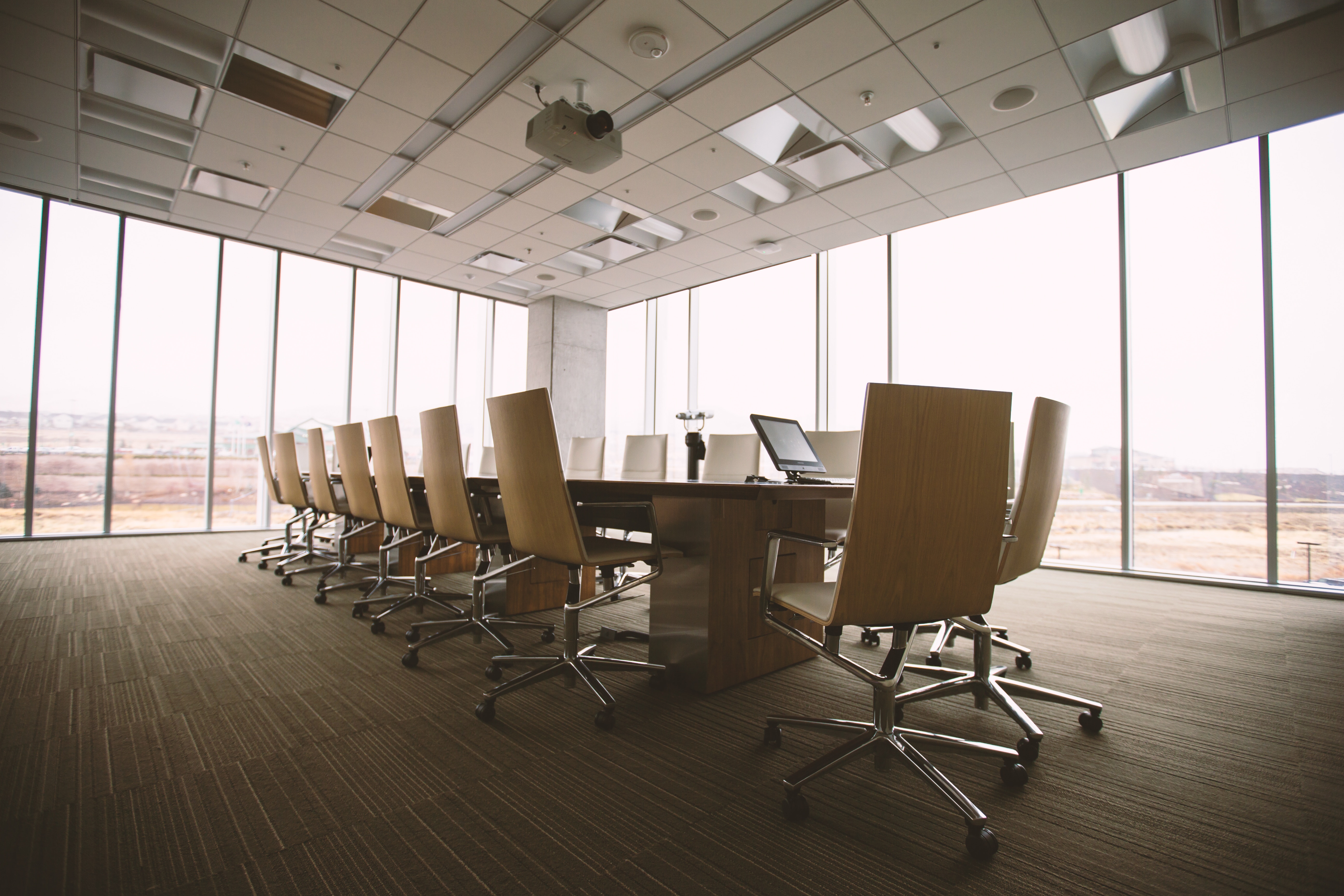 Modern conference room with panoramic windows