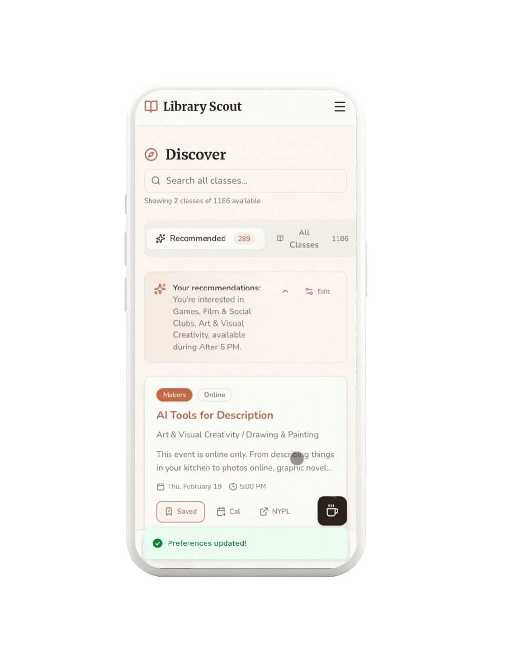 Preferences setup flow