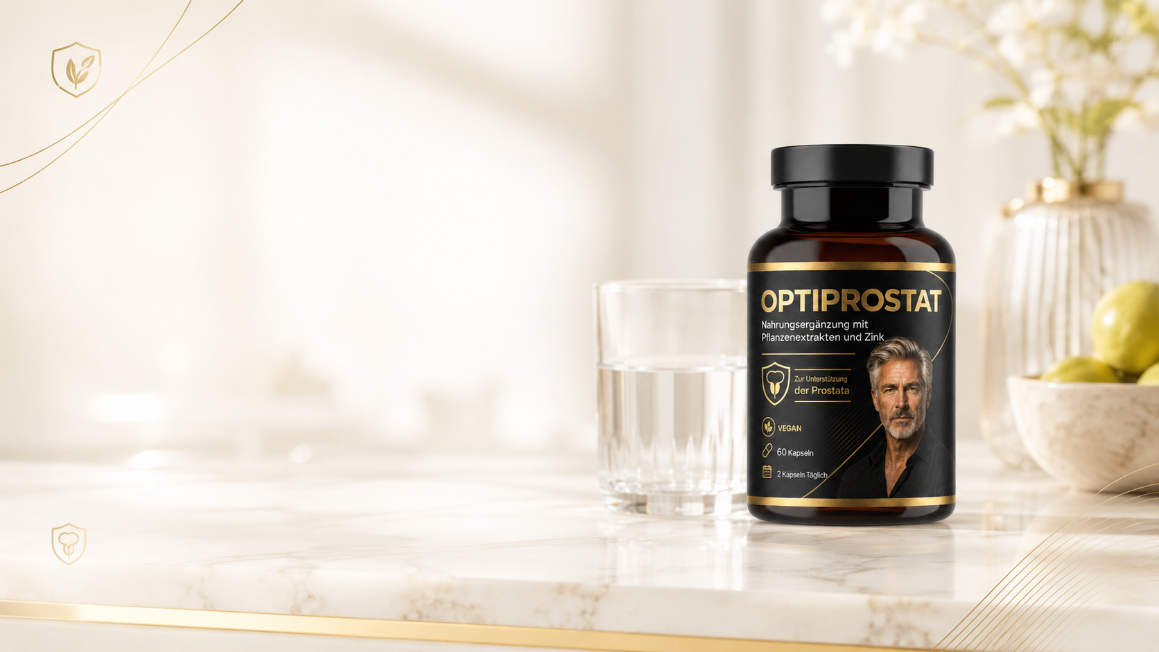 Image générée par IA : OPTIPROSTAT — formule hautement dosée en 2 gélules par jour