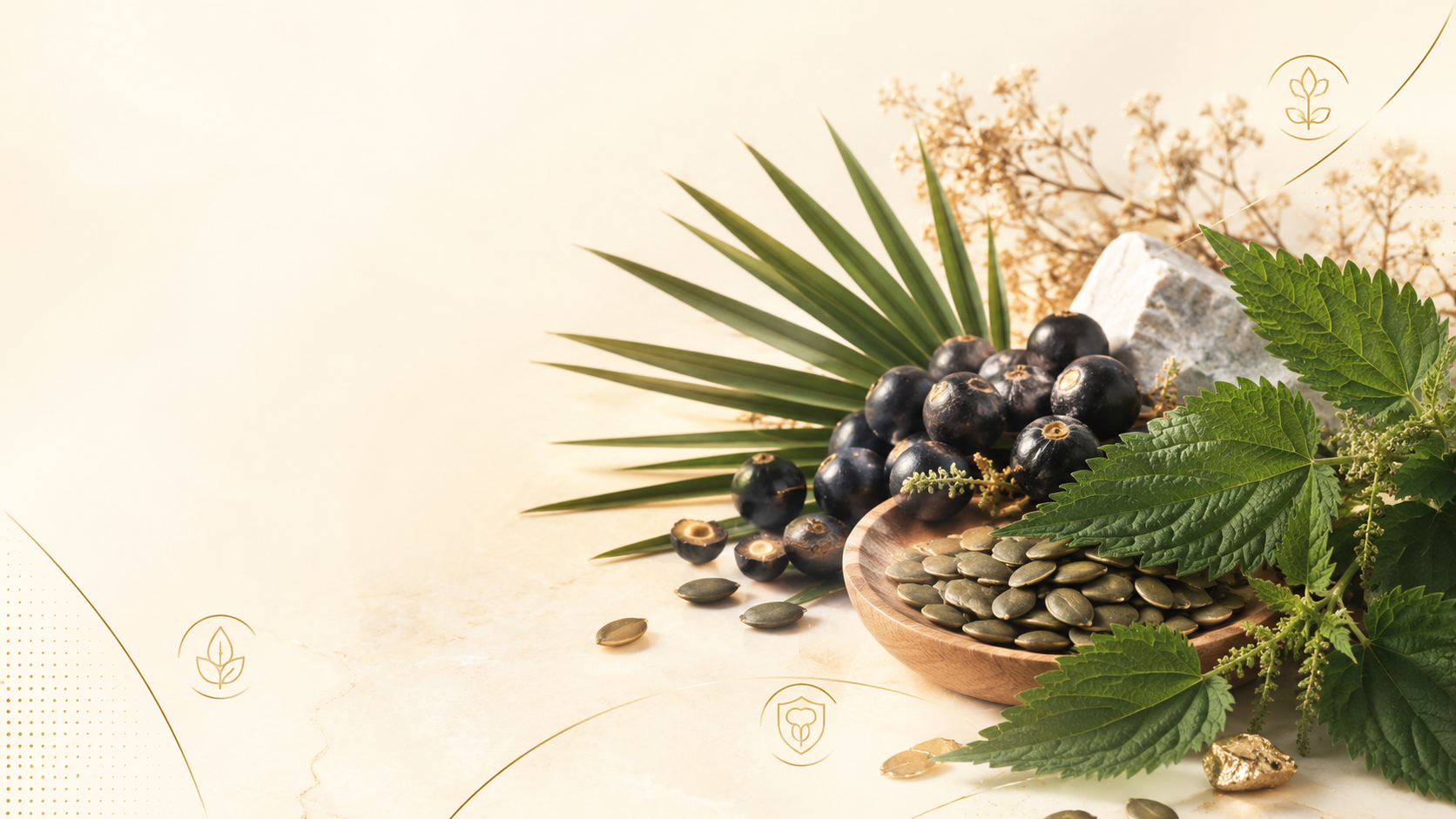 Image générée par IA : OPTIPROSTAT — ingrédients végétaux naturels
