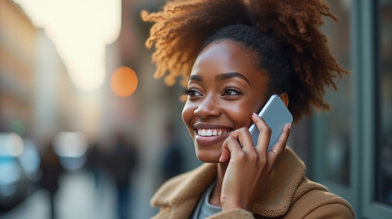 Woman enjoying Spectrum Mobile wireless service